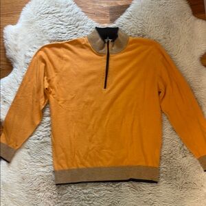 Men's Orange Sweater with Tan Accents wool cashmere